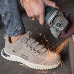 Genuine Leather Sneakers Work Safety Shoes Light Security Boots